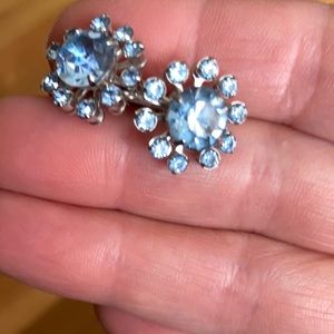 Vintage Blue Clip on Earrings